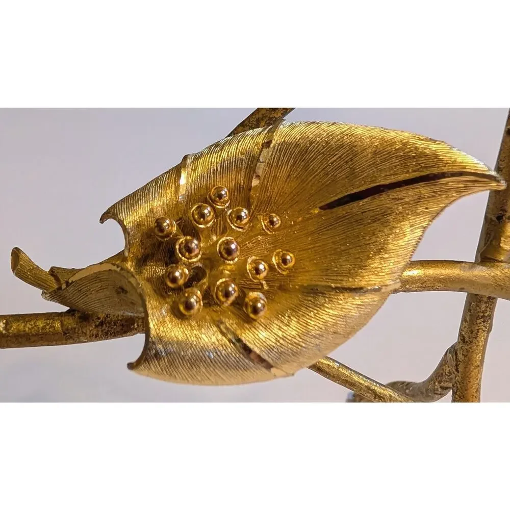 Vtg BSK Lily Brushed Gold Tone Brooch 2.75